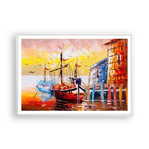 Poster in einem weißen Rahmen - Glückliche Rückkehr - 100x70 cm