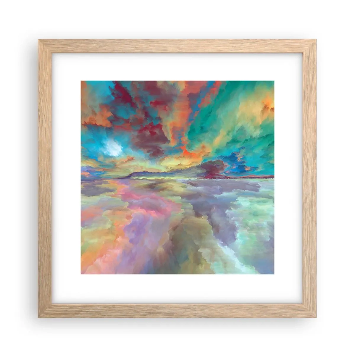 Poster in einem Rahmen aus heller Eiche - Zwei Himmel - 30x30 cm