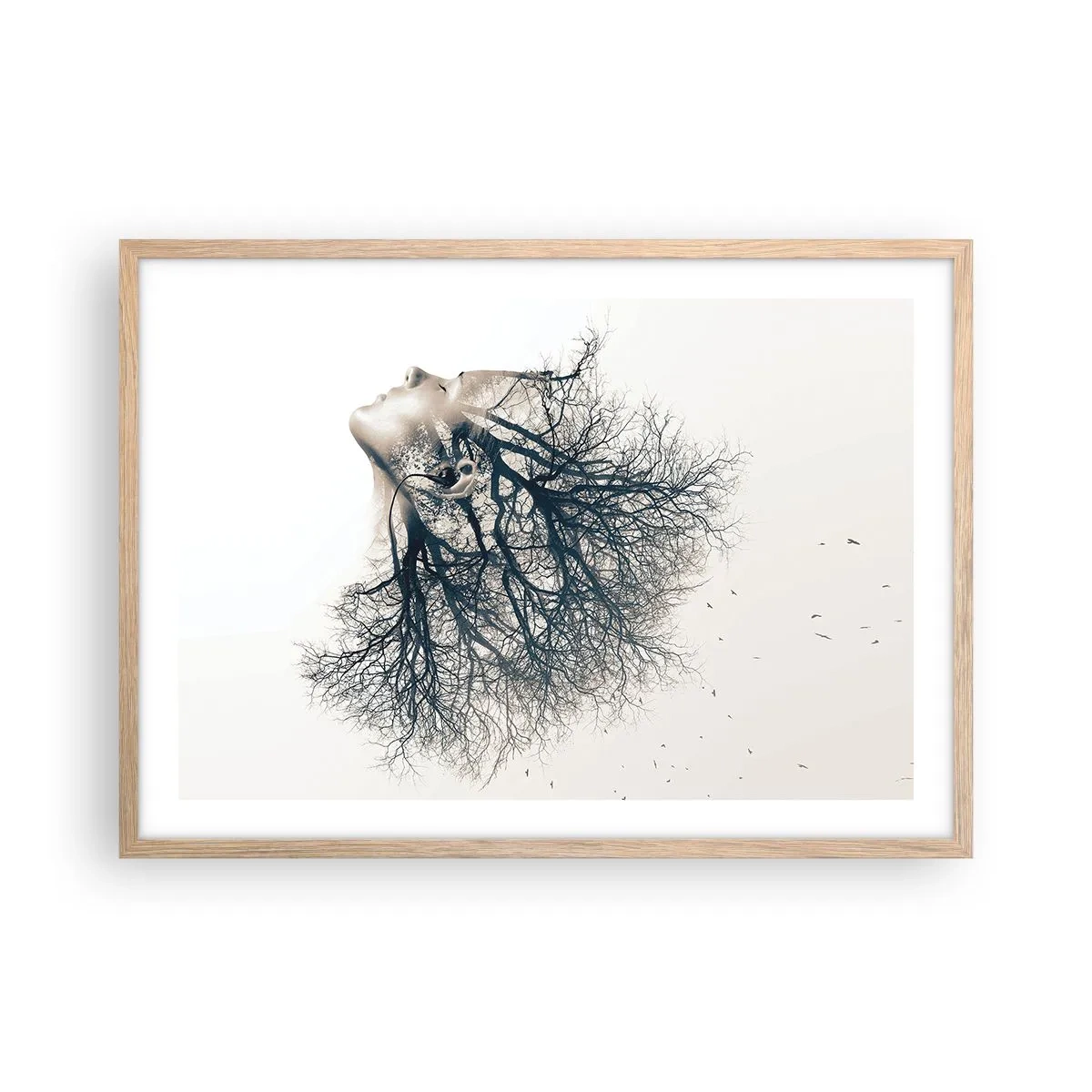 Poster in einem Rahmen aus heller Eiche - Dem Rauschen der Bäume lauschen - 70x50 cm