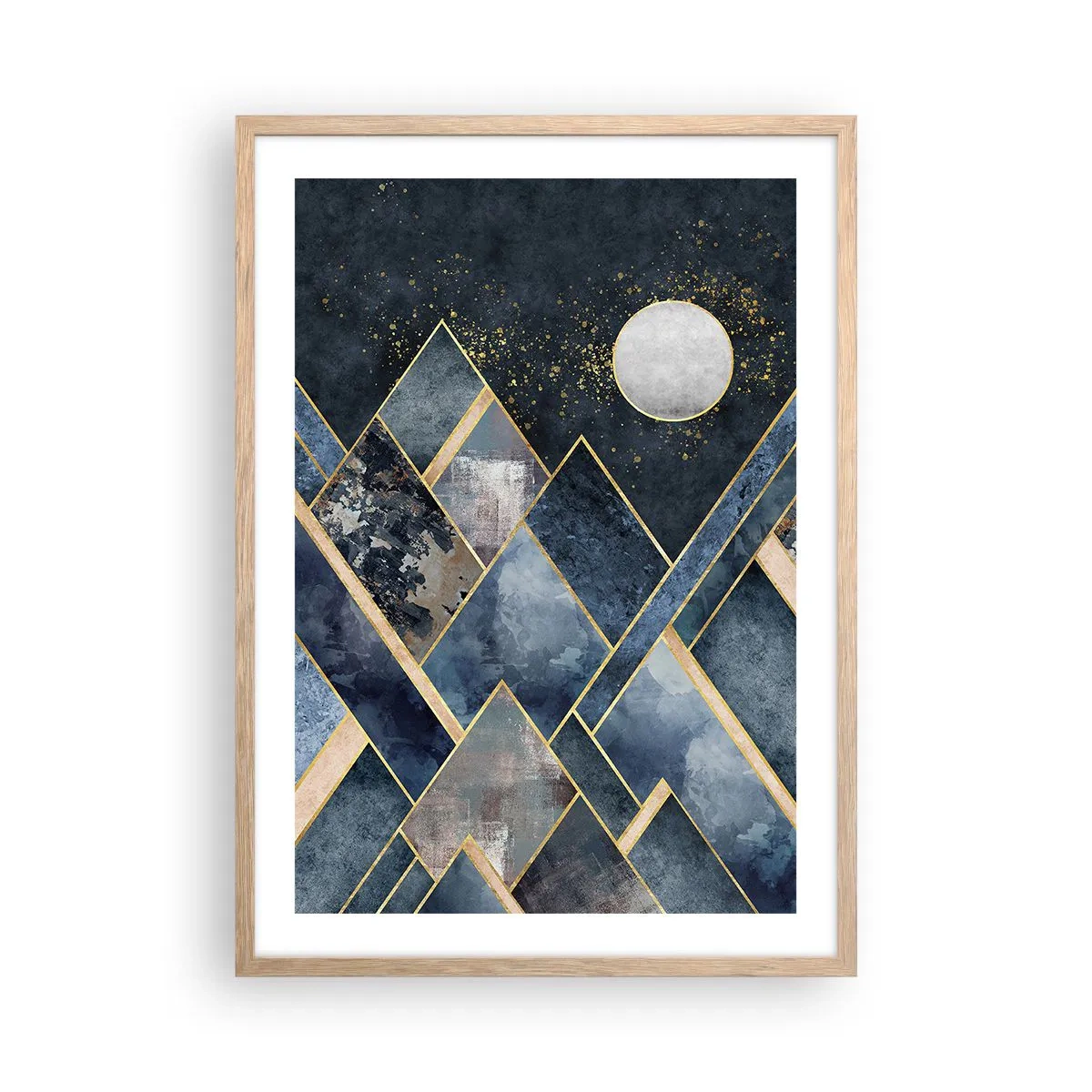 Poster in einem Rahmen aus heller Eiche - Geometrische Landschaft - 50x70 cm