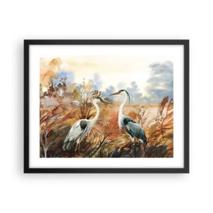 Poster in einem schwarzem Rahmen - Wohin im Herbst? - 50x40 cm