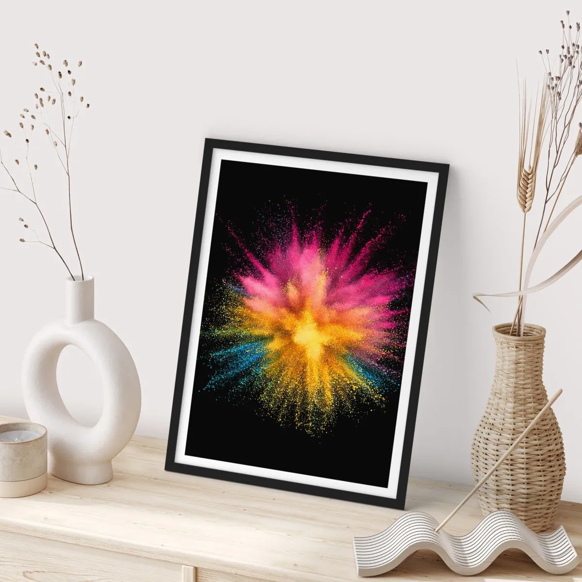 Poster in einem schwarzem Rahmen - Die Geburt der Farben - 30x40 cm