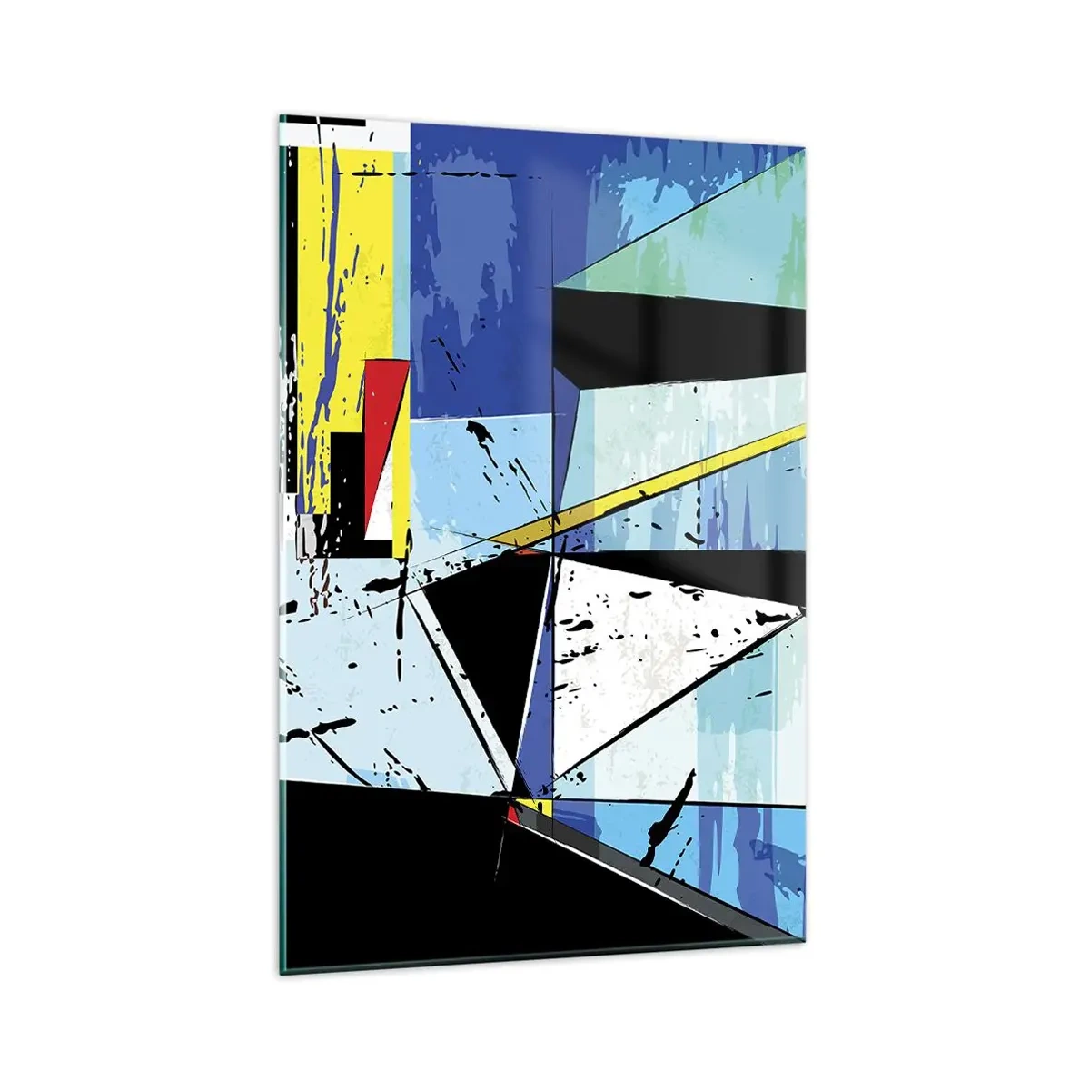 Glasbild - Bild auf glas - Abstrakte geometrische Komposition in lebendigen Farben - 80x120cm - Betrachten Sie die Welt aus einem Blickwinkel ... - Moderne Wanddekoration für Wohnzimmer und Schlafzimmer ARTTOR