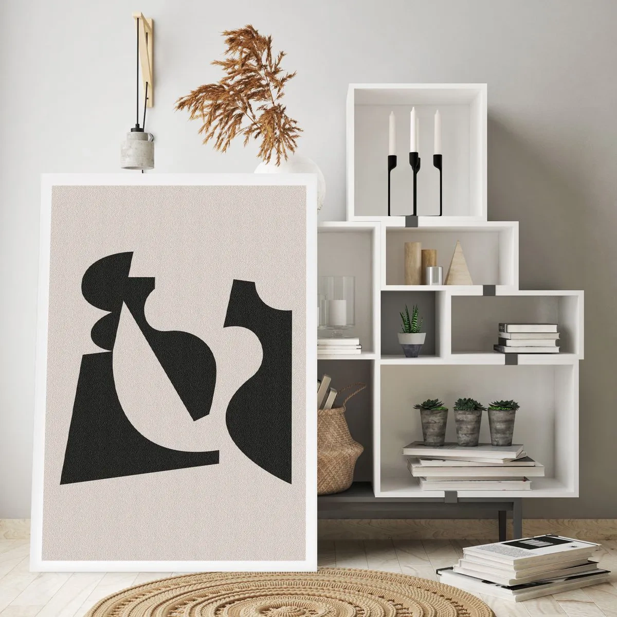 Poster - Abstrakte geometrische Komposition in Schwarz und Beige - 50x70cm - Zum Selbstbauen - Moderne Wanddekoration für Wohnzimmer und Schlafzimmer ARTTOR