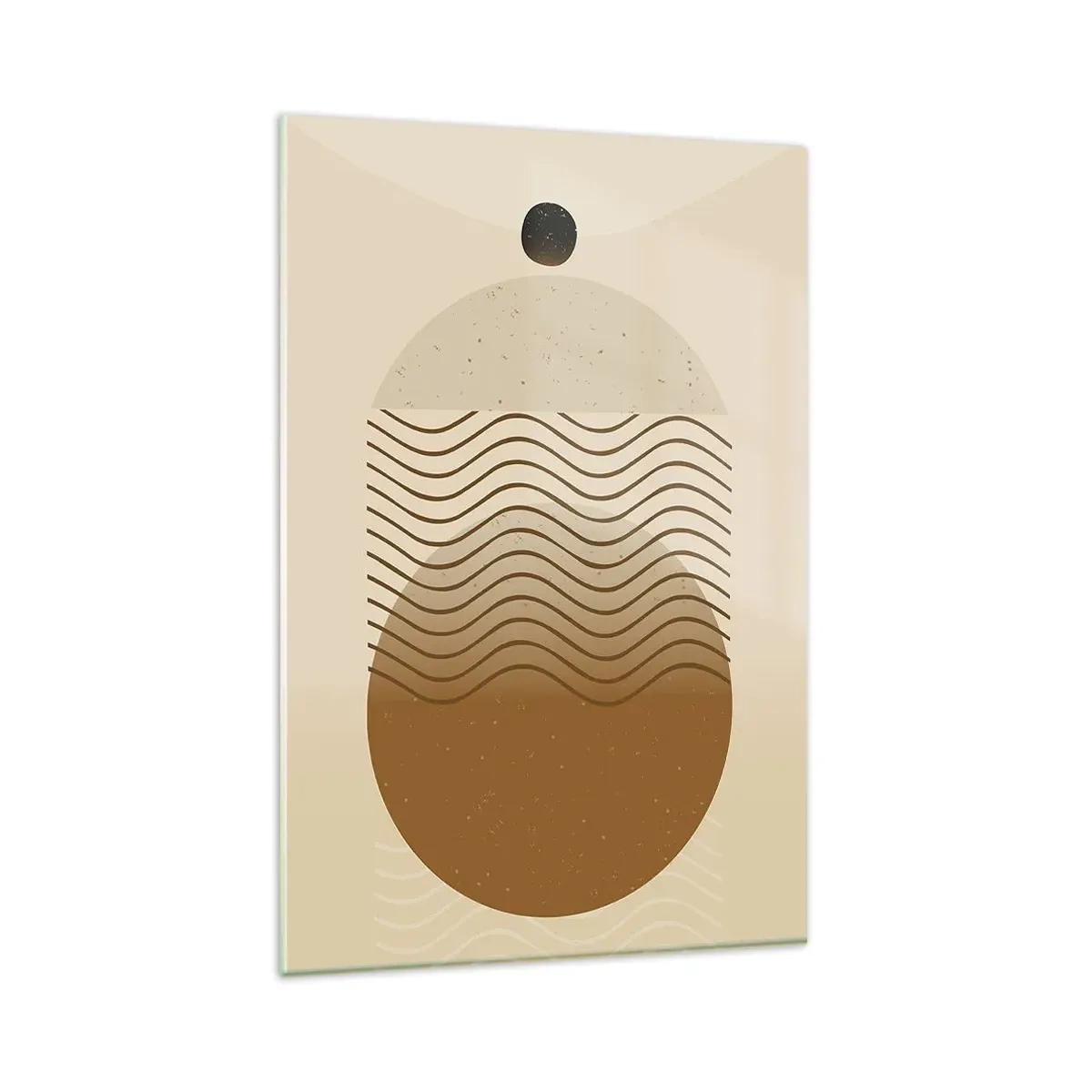 Glasbild - Bild auf glas - Geometrische Abstraktion mit Kreisen und Wellenlinien in warmen Farben. - 80x120cm - Zur Entstehung geometrischer Figuren - Moderne Wanddekoration für Wohnzimmer und Schlafzimmer ARTTOR