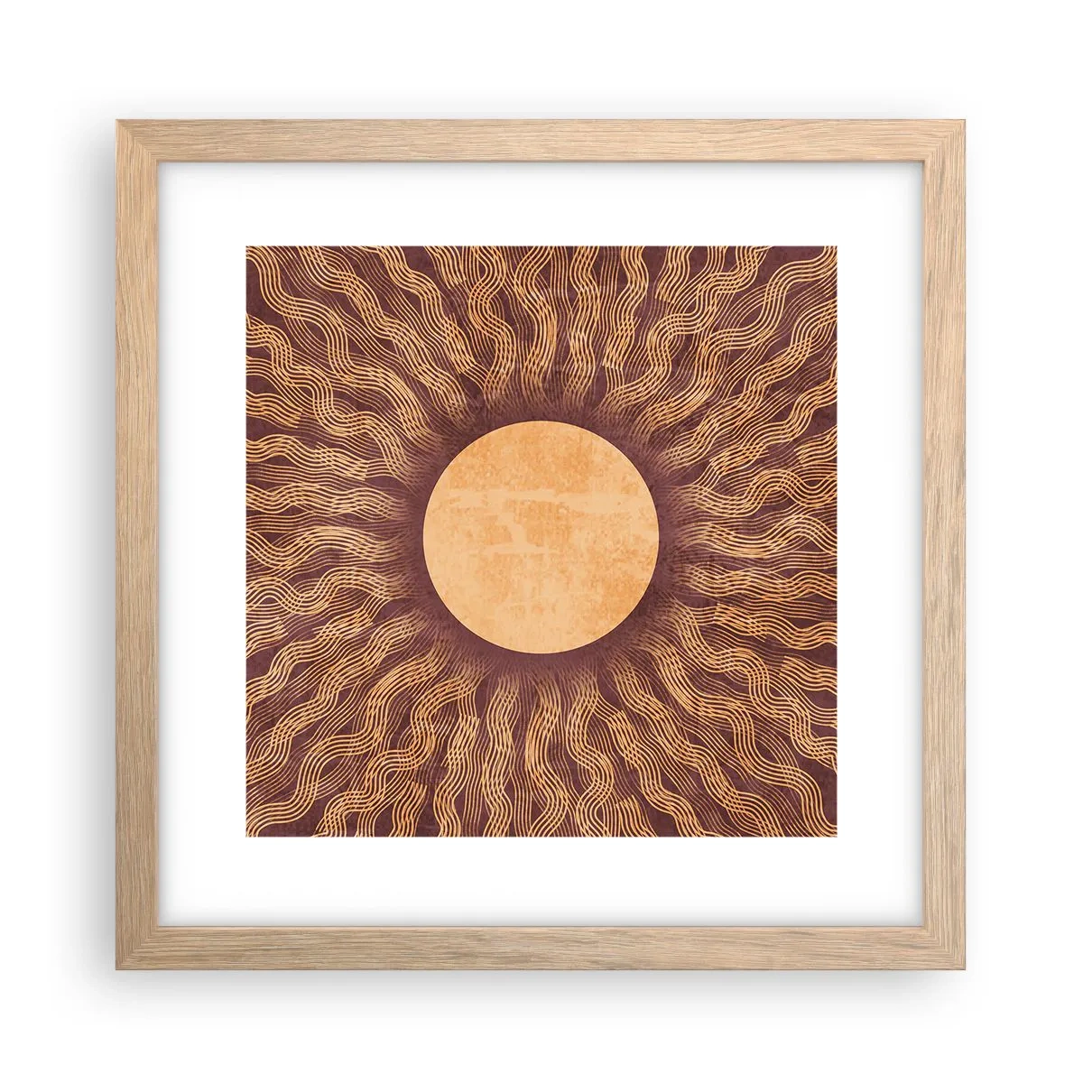 Poster in einem Rahmen aus heller Eiche - Sonnensymbol - 30x30 cm