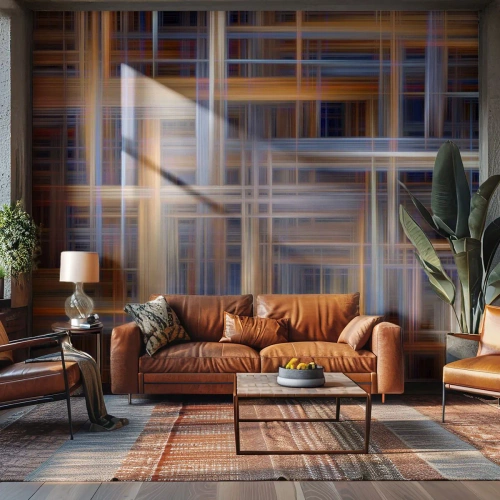 Fototapete Premium Sand - Abstrakte geometrische Komposition - 100x70cm - Aus Licht gewebt - Moderne Wanddekoration für Wohnzimmer und Schlafzimmer ARTTOR