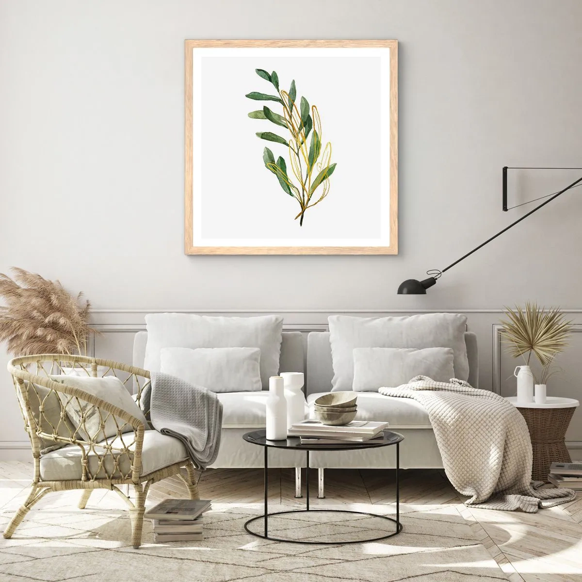 Poster in einem Rahmen aus heller Eiche - Alles was gut ist - 60x60 cm