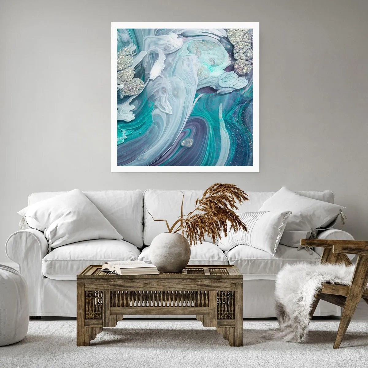 Poster - Strömungen von Himmelblau - 60x60 cm