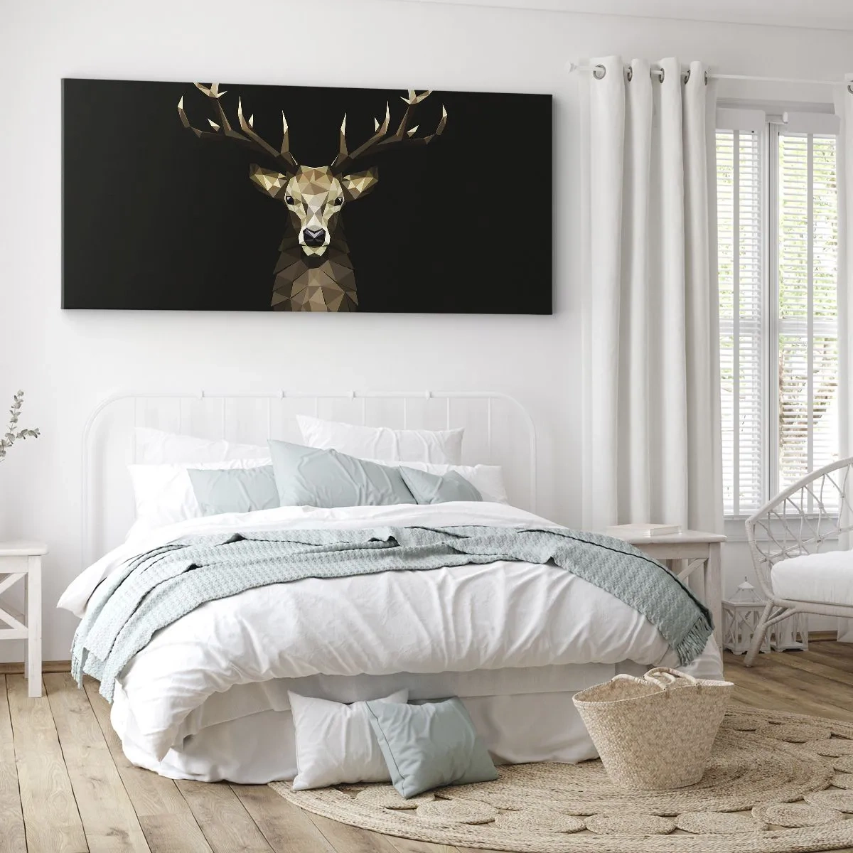 Bild auf Leinwand - Leinwandbild - Kubistischer Hirsch - 90x30 cm