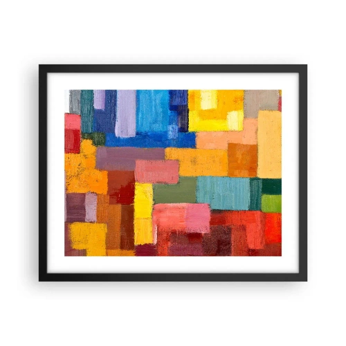 Poster in einem schwarzem Rahmen - Jeder ist anders, alle bunt - 50x40 cm