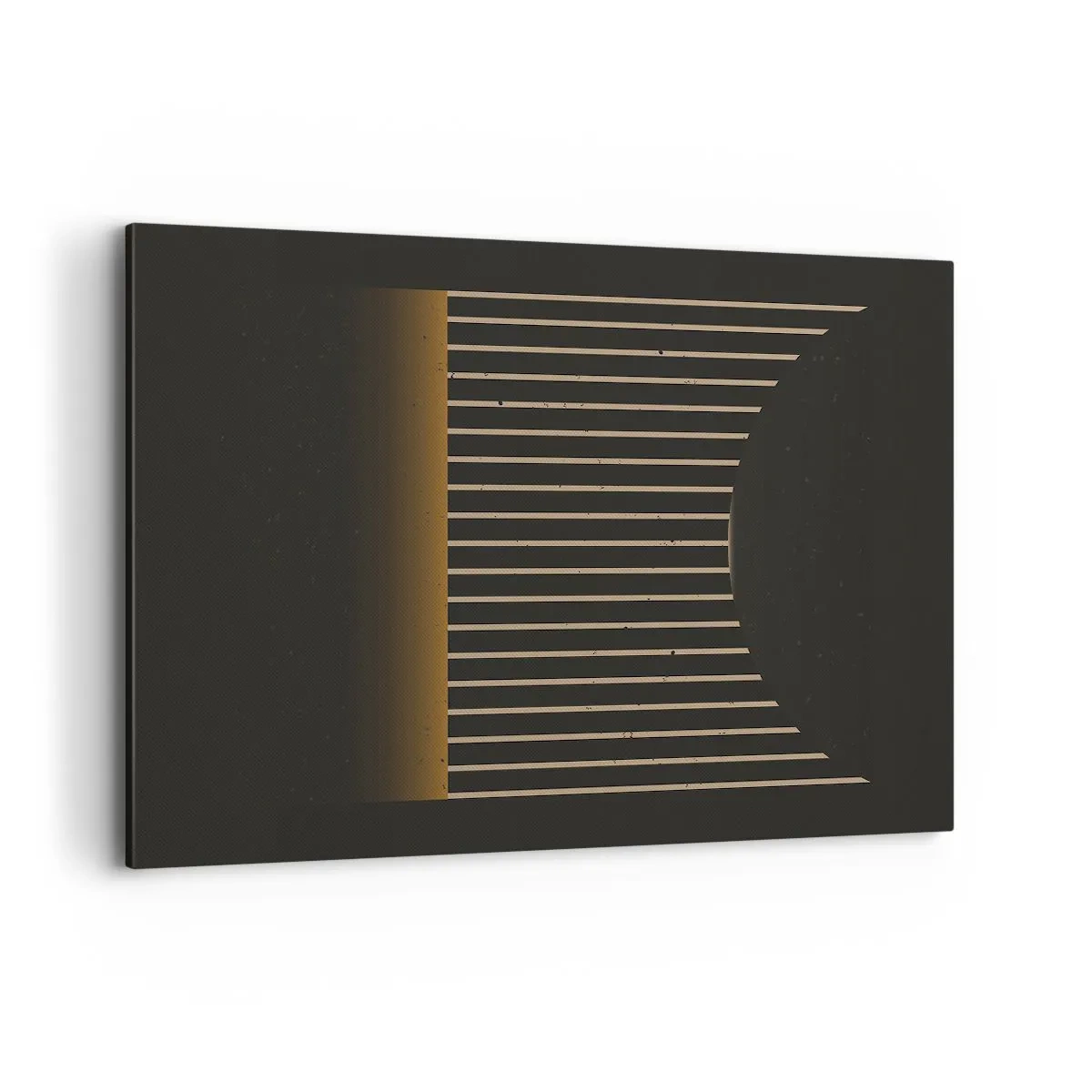 Bild auf Leinwand - Leinwandbild - Geometrisches Muster mit Streifen auf dunklem Hintergrund - 120x80cm - Die Dunkelheit erkunden - Moderne Wanddekoration für Wohnzimmer und Schlafzimmer ARTTOR