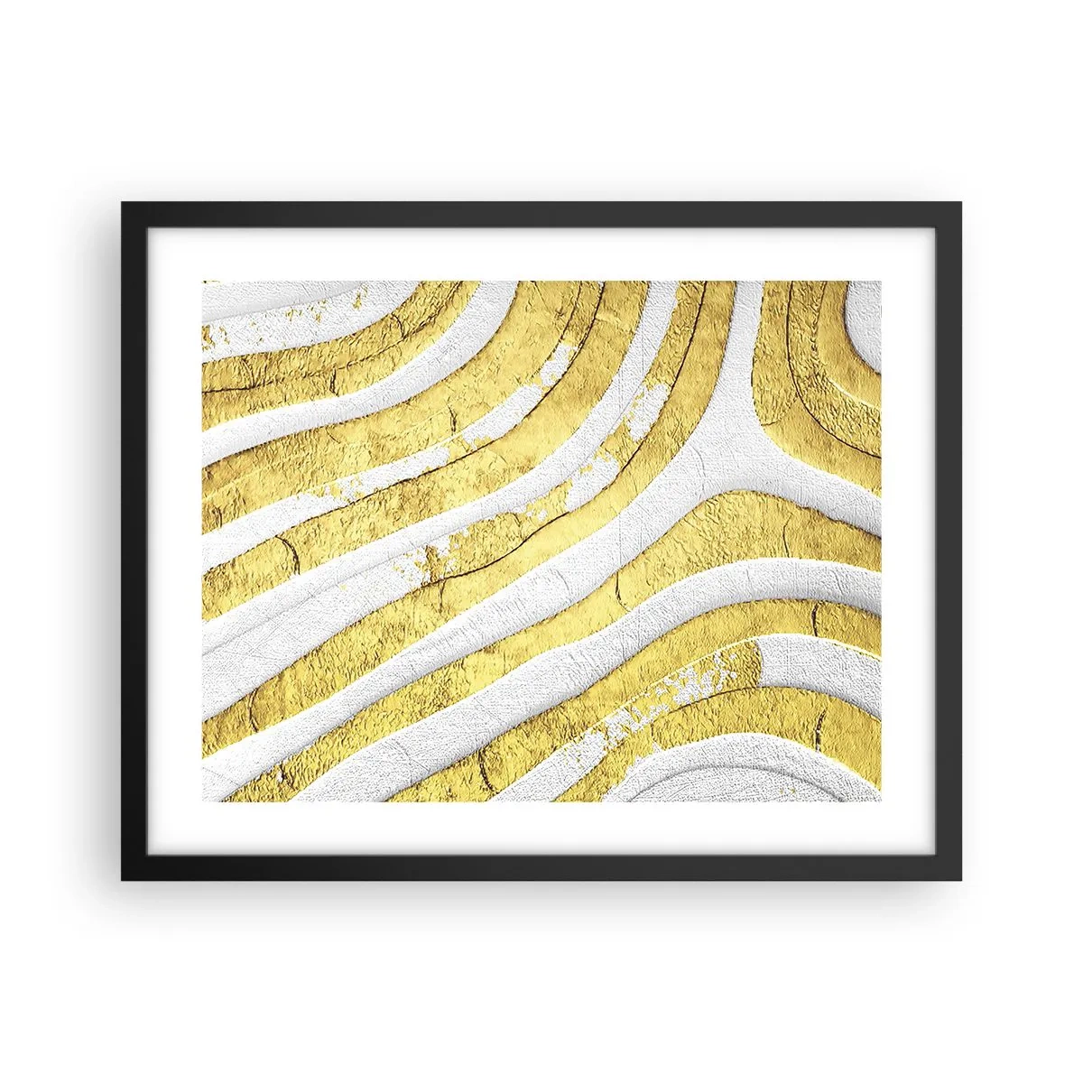 Poster in einem schwarzem Rahmen - Komposition in Weiß und Gold - 50x40 cm