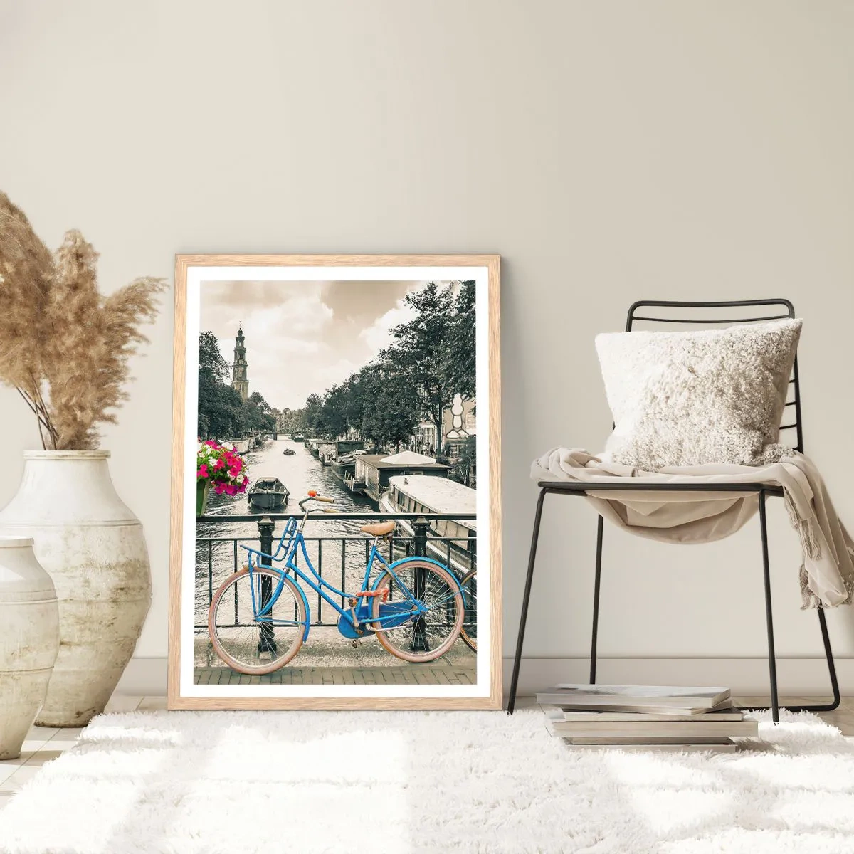 Poster in einem Rahmen aus heller Eiche - Die Farben der Amsterdamer Straße - 50x70 cm