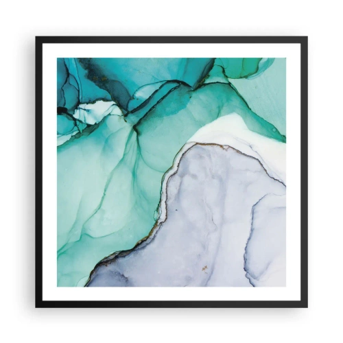 Poster in einem schwarzem Rahmen - Eine Studie in Türkis - 60x60 cm
