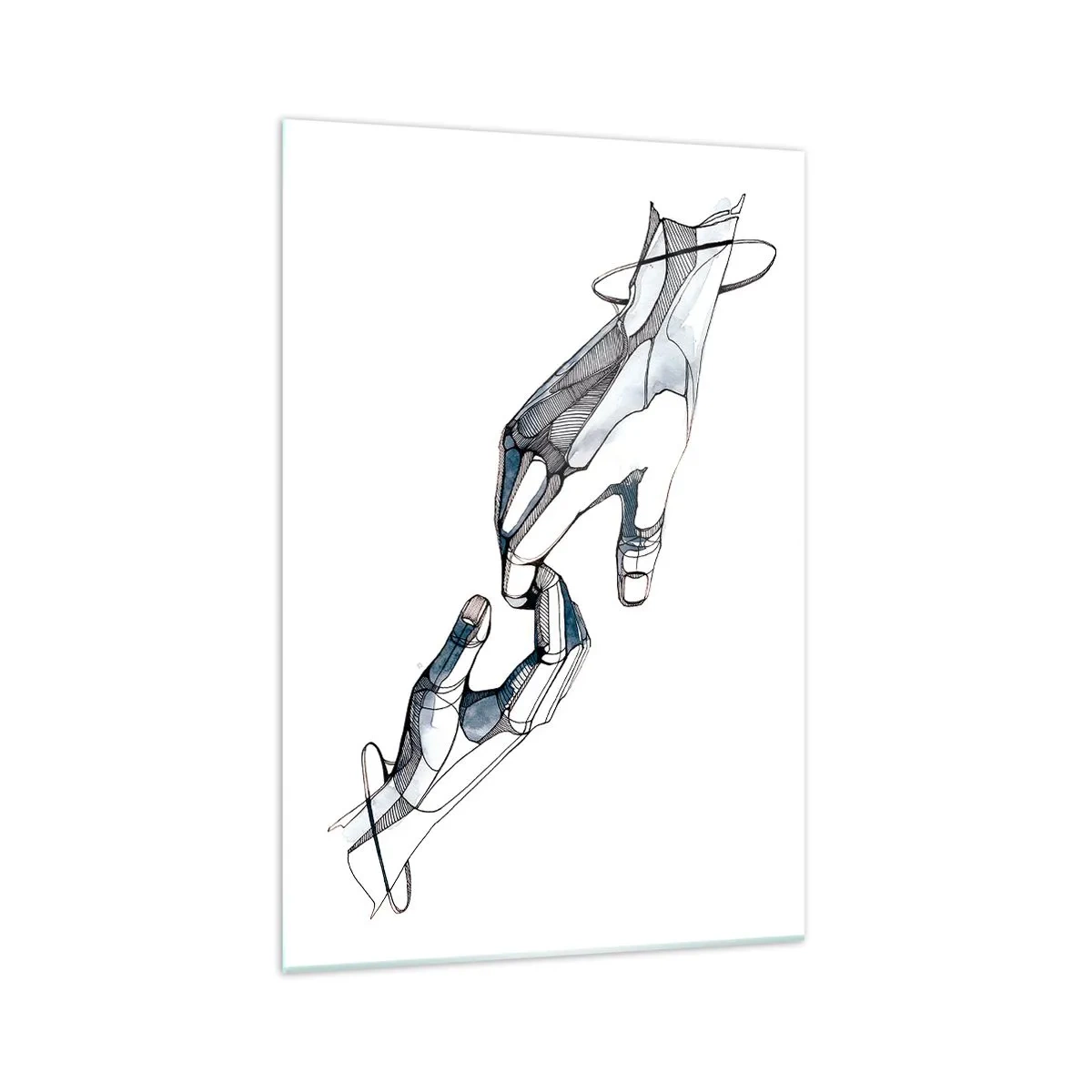 Glasbild - Bild auf glas - Künstlerische Darstellung einer Hand in minimalistischer und geometrischer Form - 70x100cm - Eine gute Geste - Moderne Wanddekoration für Wohnzimmer und Schlafzimmer ARTTOR
