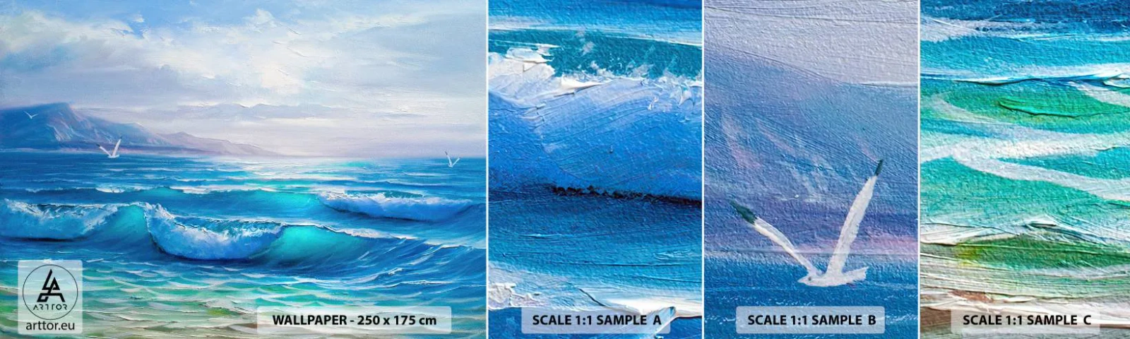 Fototapetenmuster Standard Eco - Es bringt Erleichterung - Abstraktion, Meer, Grafik - 100x30 cm