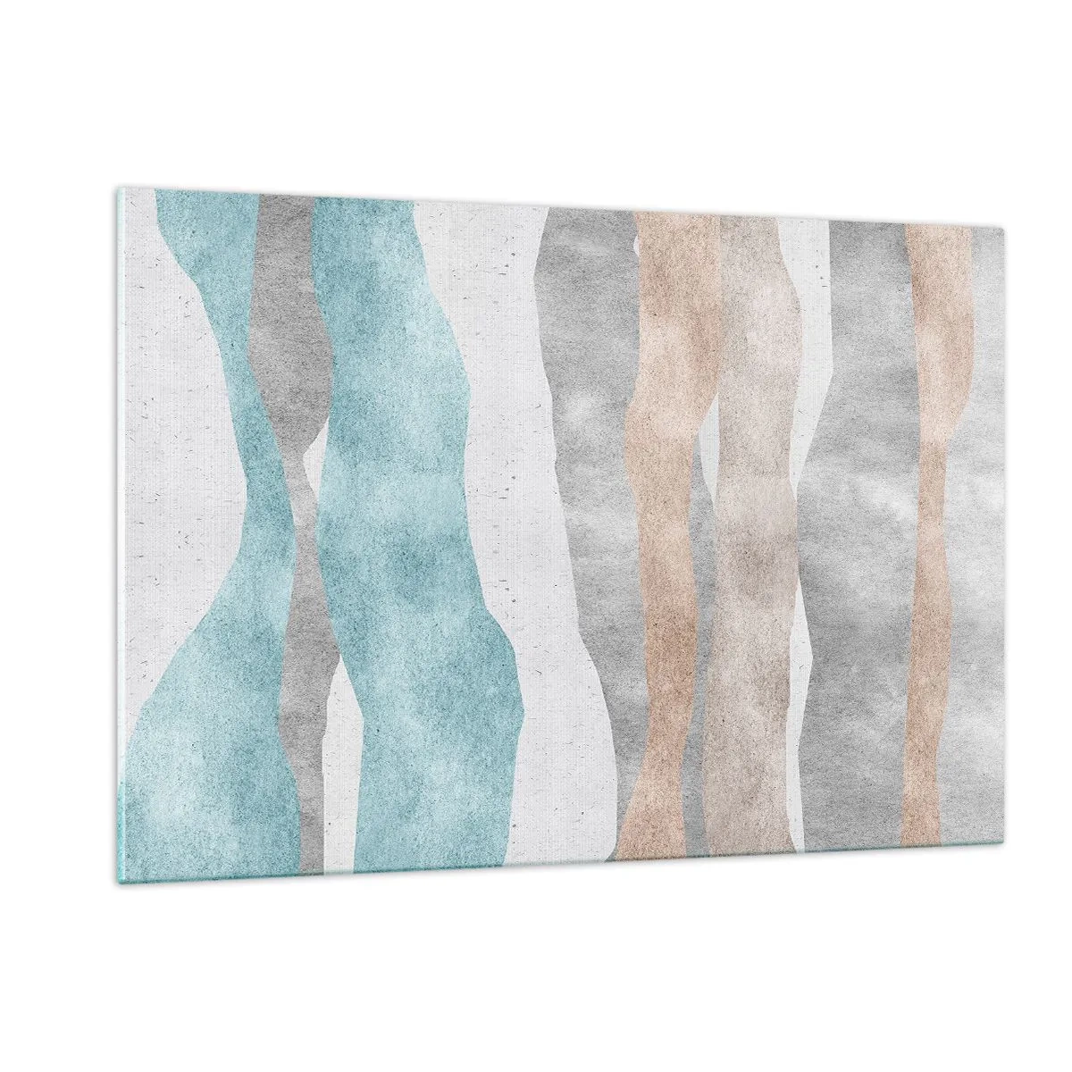 Glasbild - Bild auf glas - Zarte Streifen in Beige- und Blautönen - 120x80cm - Studie über Nähe - Moderne Wanddekoration für Wohnzimmer und Schlafzimmer ARTTOR