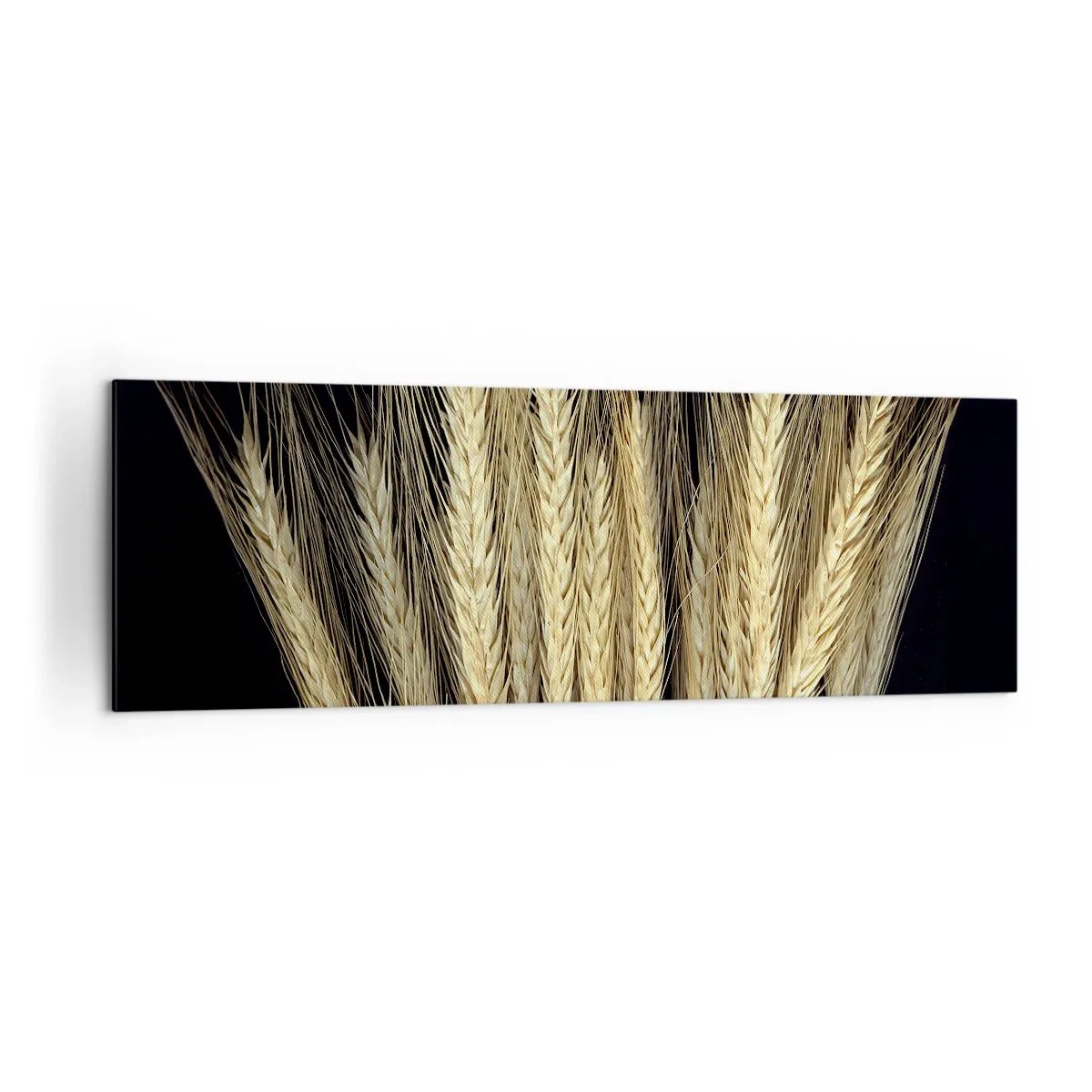 Bild auf Leinwand - Leinwandbild - Weizenähren auf schwarzem Hintergrund im rustikalen Stil - 160x50cm - Rustikale Magie - Moderne Wanddekoration für Wohnzimmer und Schlafzimmer ARTTOR