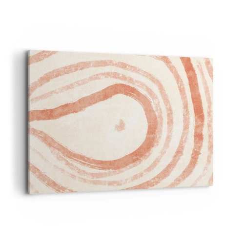 Bild auf Leinwand - Leinwandbild - Ein abstraktes Motiv aus konzentrischen Linien in Terrakotta-Tönen. - 120x80cm - Korallenkreise – Komposition - Moderne Wanddekoration für Wohnzimmer und Schlafzimmer ARTTOR
