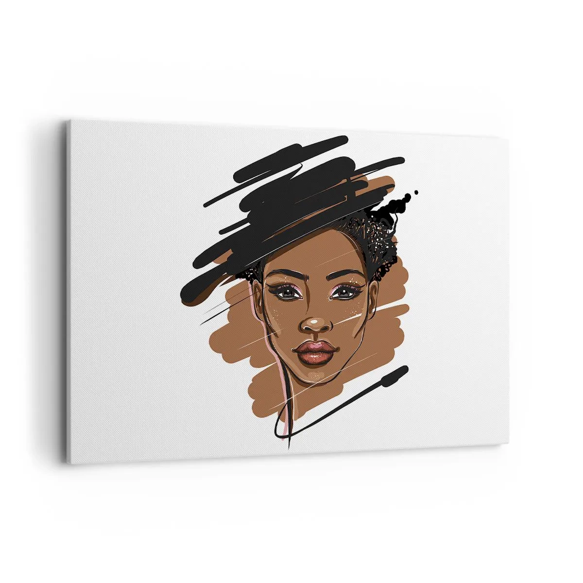 Bild auf Leinwand - Leinwandbild - Porträt einer Frau mit künstlerischen Pinselstrichen - 100x70cm - Süß wie Schokolade - Moderne Wanddekoration für Wohnzimmer und Schlafzimmer ARTTOR