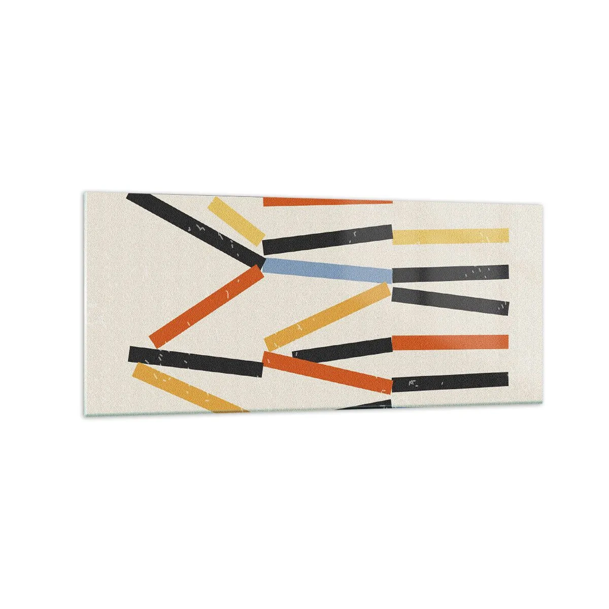 Glasbild - Bild auf glas - Abstrakte Komposition mit farbigen und schwarzen Rechtecken in horizontaler Anordnung - 120x50cm - Komposition auf der Ebene - Moderne Wanddekoration für Wohnzimmer und Schlafzimmer ARTTOR