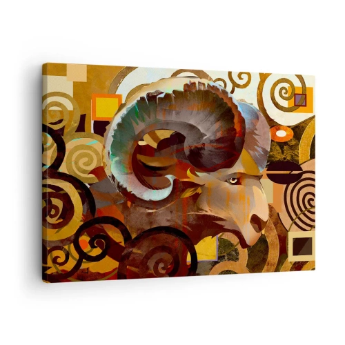 Bild auf Leinwand - Leinwandbild - Ein symbolischer Widder in einer abstrakten Komposition - 70x50cm - Magie - Religionen - Rituale - Moderne Wanddekoration für Wohnzimmer und Schlafzimmer ARTTOR