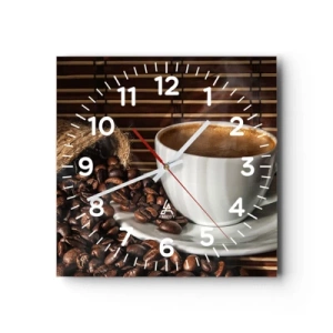 Wanduhr - Glasuhr - Die Schwärze von Kohle, die Klarheit von Bernstein - 30x30 cm