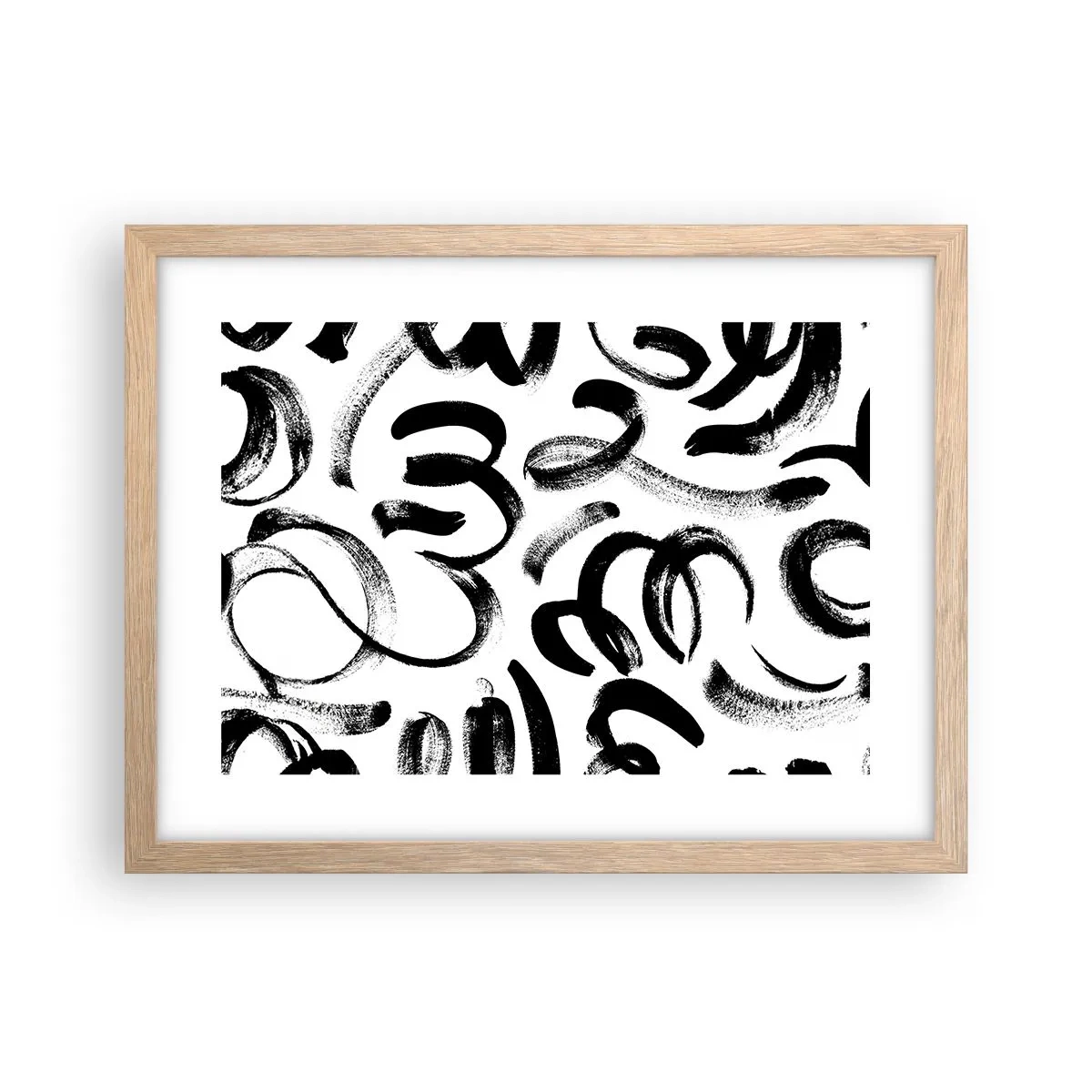 Poster in einem Rahmen aus heller Eiche - Schwarz auf Weiß - 40x30 cm