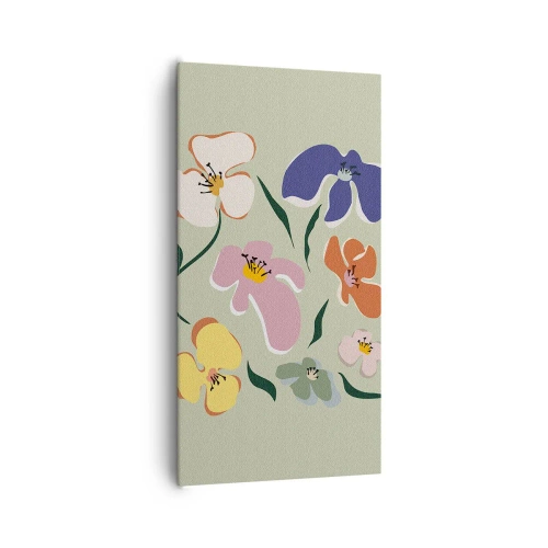 Bild auf Leinwand - Leinwandbild - Mit Stiefmütterchen vertraut - 65x120 cm