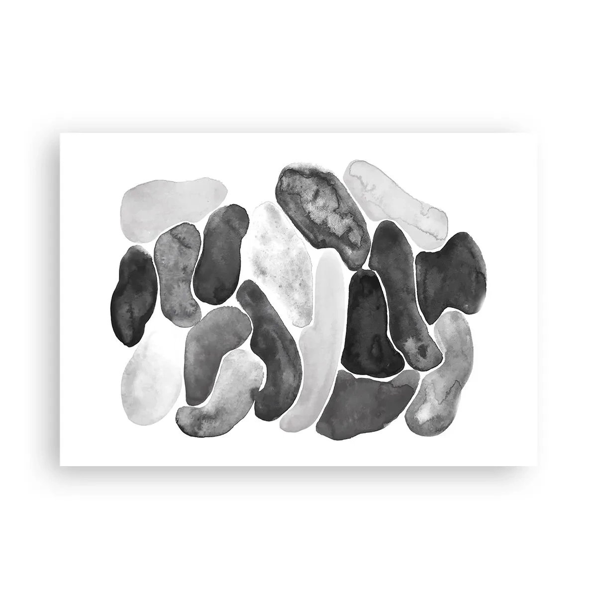 Poster - Schwarz-weiße Abstraktion mit unregelmäßigen Flecken auf weißem Hintergrund - 100x70cm - Felsige Abstraktion - Moderne Wanddekoration für Wohnzimmer und Schlafzimmer ARTTOR