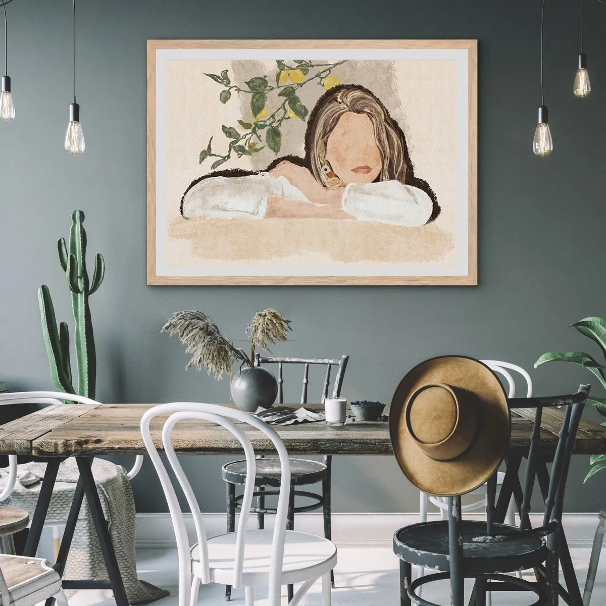 Poster in einem Rahmen aus heller Eiche - Südländische Schönheit - 40x30 cm