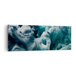 Bild auf Leinwand - Leinwandbild - Dynamische abstrakte Wellen in Blau- und Weißtönen - 140x50cm - Farbbewegung - Moderne Wanddekoration für Wohnzimmer und Schlafzimmer ARTTOR