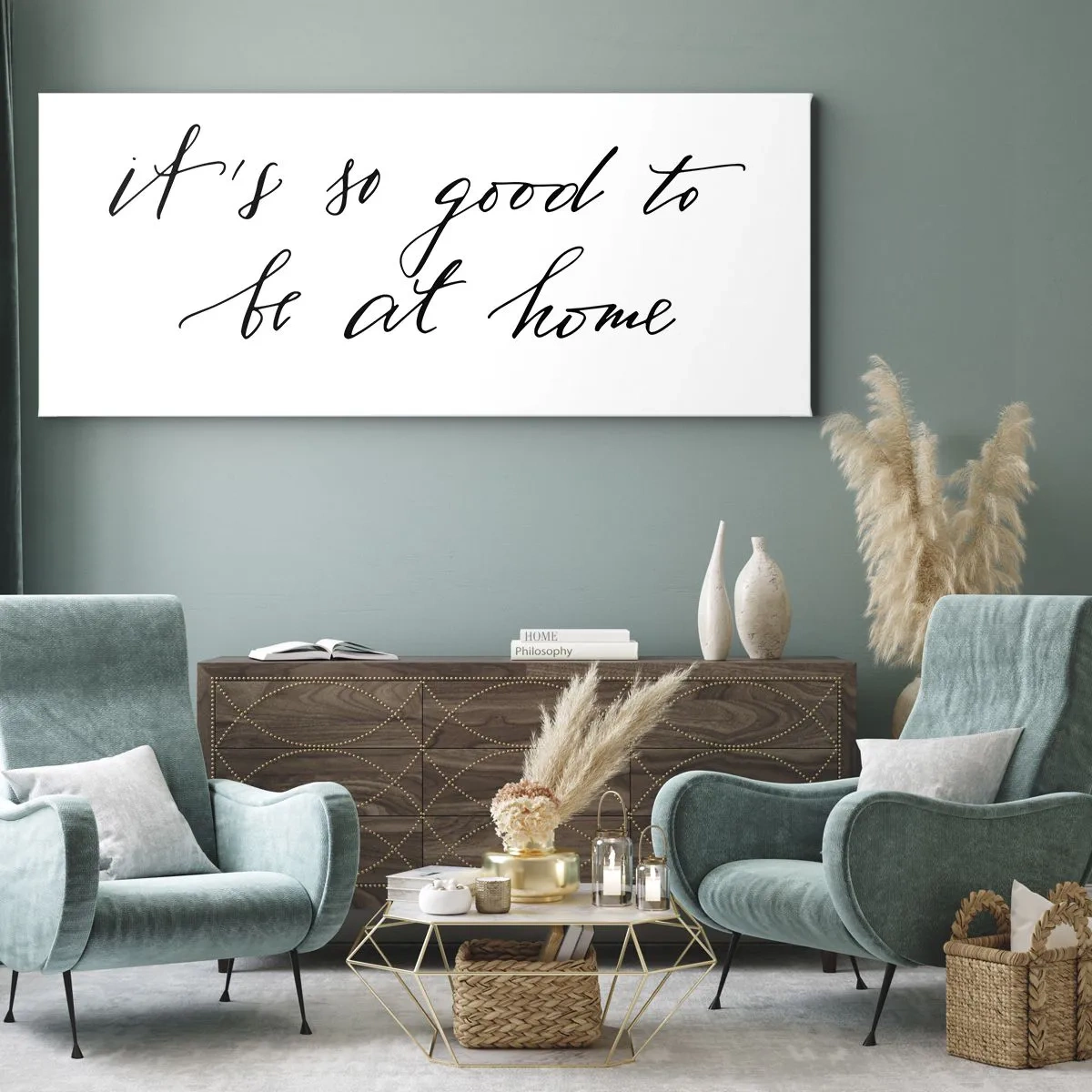 Bild auf Leinwand - Leinwandbild - Kalligrafischer Schriftzug auf weißem Hintergrund - 160x50cm - Die ganze Wahrheit - Moderne Wanddekoration für Wohnzimmer und Schlafzimmer ARTTOR