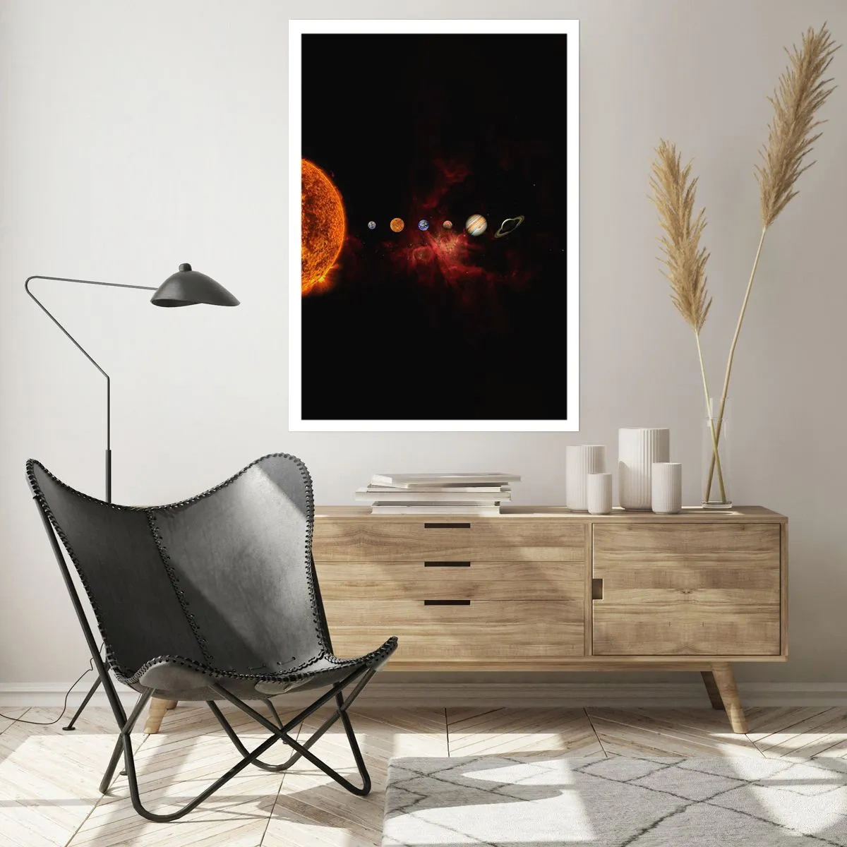 Poster - Das Sonnensystem mit Planeten vor dem Hintergrund des Weltraums - 50x70cm - Unsere Nachbarschaft - Moderne Wanddekoration für Wohnzimmer und Schlafzimmer ARTTOR