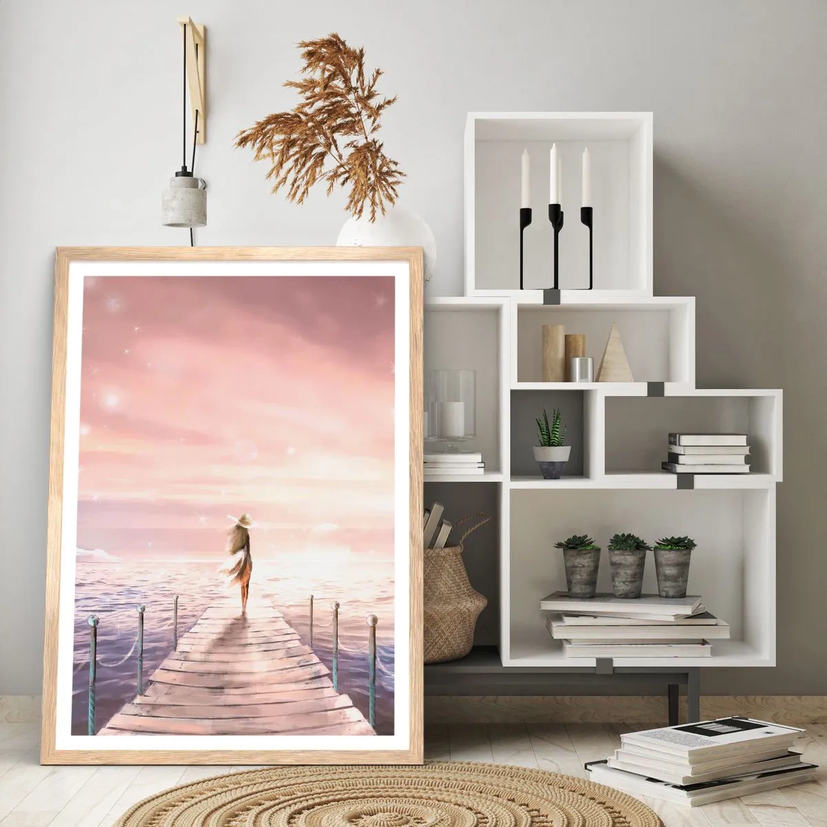 Poster in einem Rahmen aus heller Eiche - Im Licht eines Traums - 40x50 cm