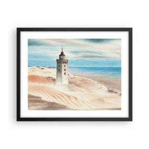 Poster in einem schwarzem Rahmen - Immer aufs Meer starrend - 50x40 cm