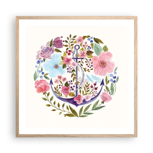 Poster in einem Rahmen aus heller Eiche - Guter Traum eines Seemanns - 60x60 cm