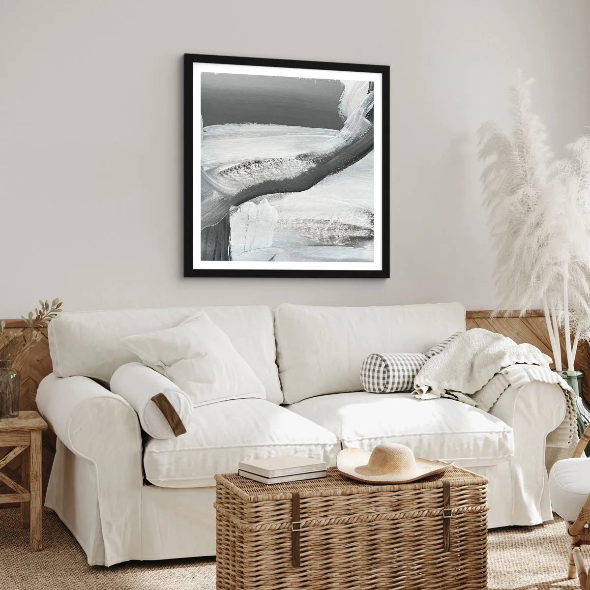 Poster in einem schwarzem Rahmen - Entscheidender Schritt - 50x50 cm