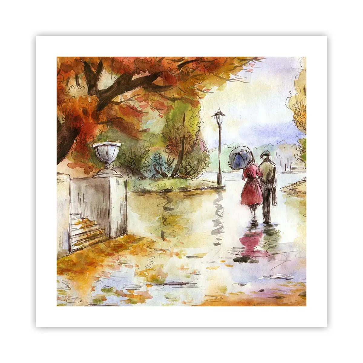 Poster - Romantischer Herbst im Park - 50x50 cm