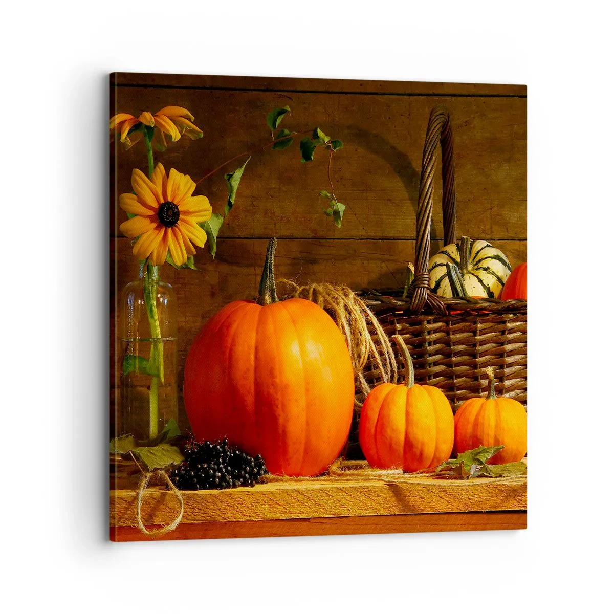 Bild auf Leinwand - Leinwandbild - Eine rustikale Komposition - Geschenke des Herbstes - 70x70 cm