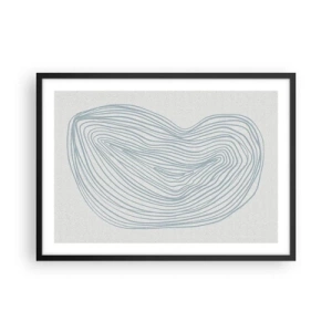 Poster in einem schwarzem Rahmen - Abstraktes Wellenmotiv in zartem Blau - 70x50cm - Das Lächeln der Wassertropfen - Moderne Wanddekoration für Wohnzimmer und Schlafzimmer ARTTOR