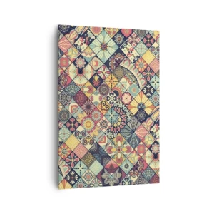 Bild auf Leinwand - Leinwandbild - Bunte geometrische Muster, inspiriert vom marokkanischen Stil - 70x100cm - marokkanische Atmosphäre - Moderne Wanddekoration für Wohnzimmer und Schlafzimmer ARTTOR