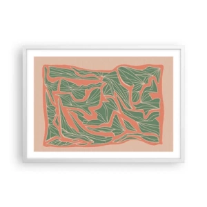 Poster in einem weißen Rahmen - Kampf zwischen Korallen und Grün - 70x50 cm