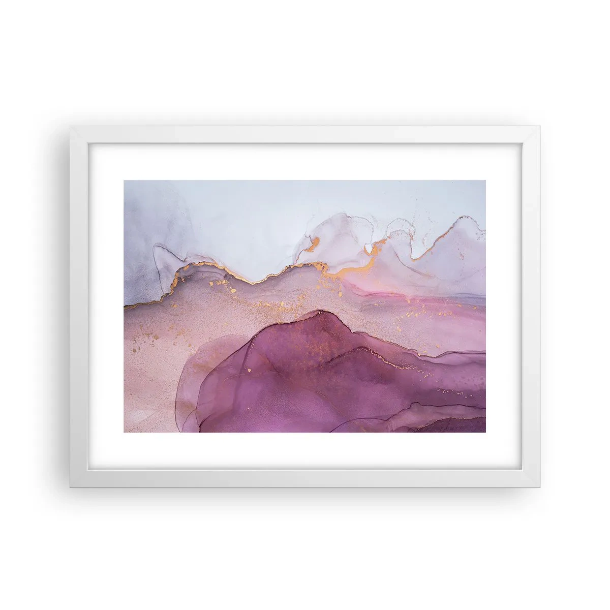Poster in einem weißen Rahmen - Violett und lila Wellen - 40x30 cm
