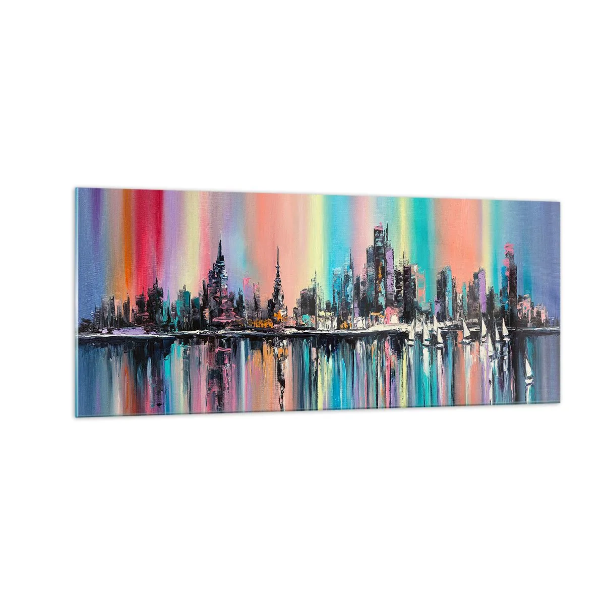 Glasbild - Bild auf glas - Um das Licht der Nacht herunterzufallen - 100x40 cm