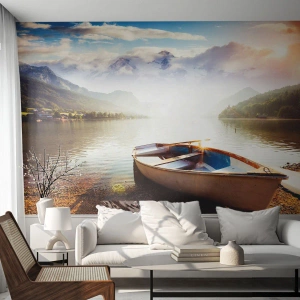 Fototapete Premium Sand - Am tollen und klaren Wasser - Landschaft, See, Berge - 400x280 cm