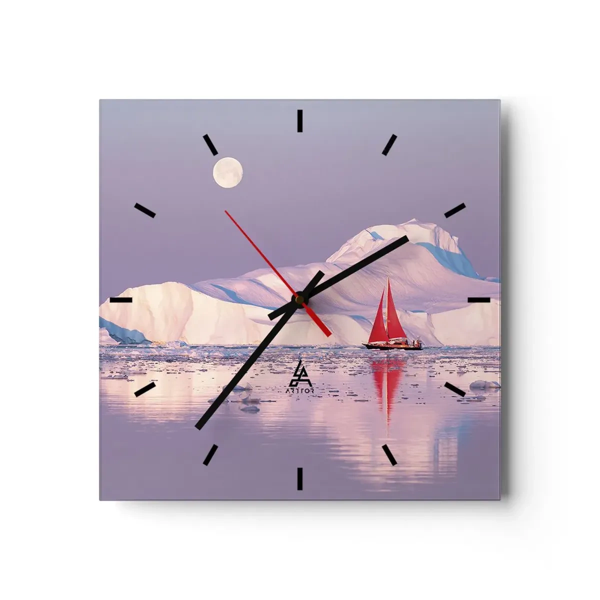 Wanduhr - Glasuhr - Die Hitze des Segels, die Kälte des Eises - 40x40 cm
