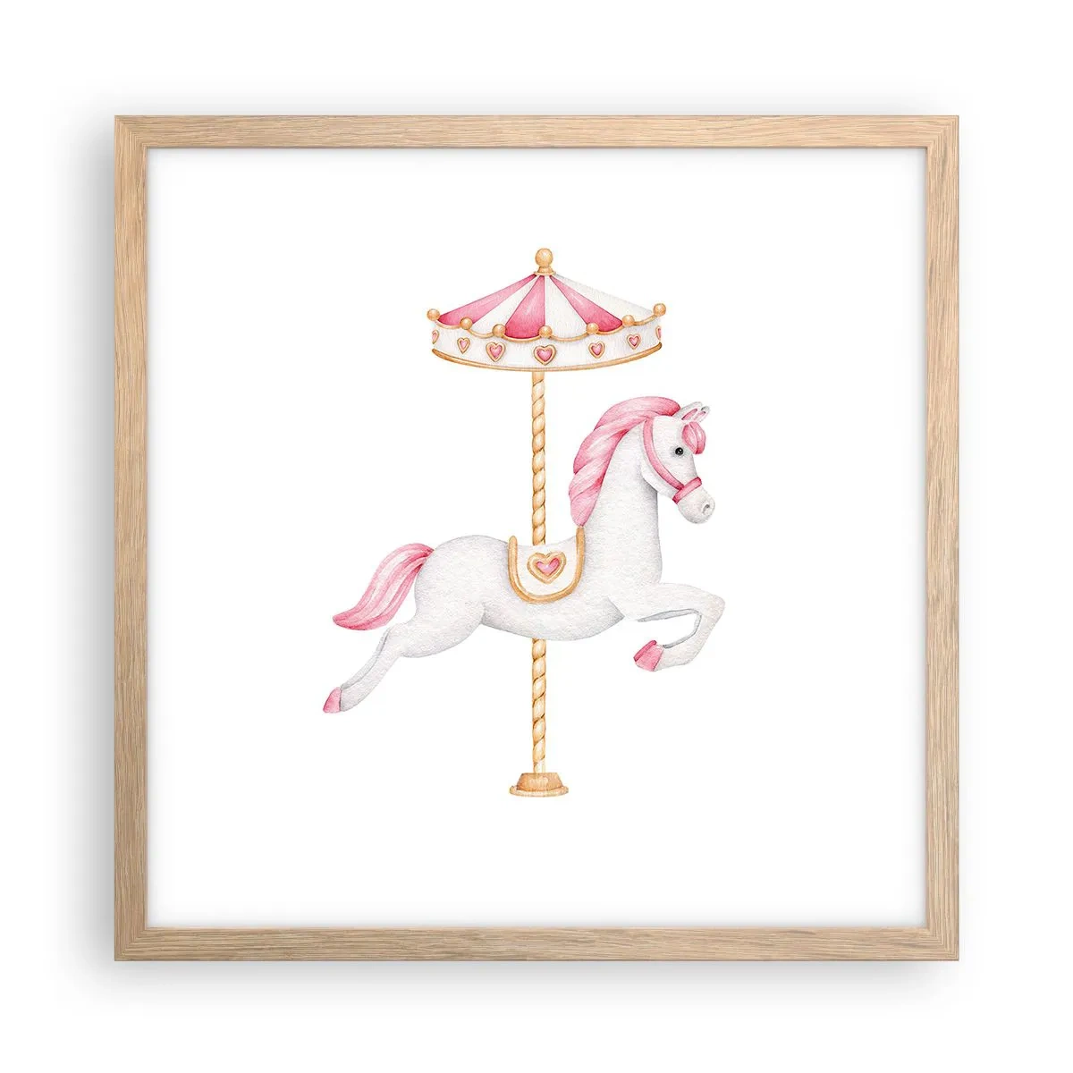 Poster in einem Rahmen aus heller Eiche - Er legte los - 40x40 cm