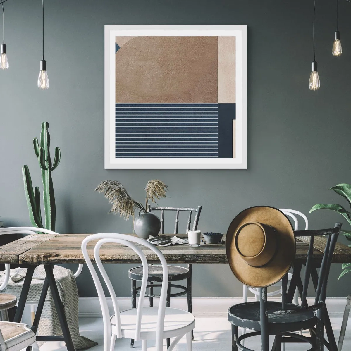 Poster in einem weißen Rahmen - Komposition aus Einfachheit und Rundheit - 40x40 cm